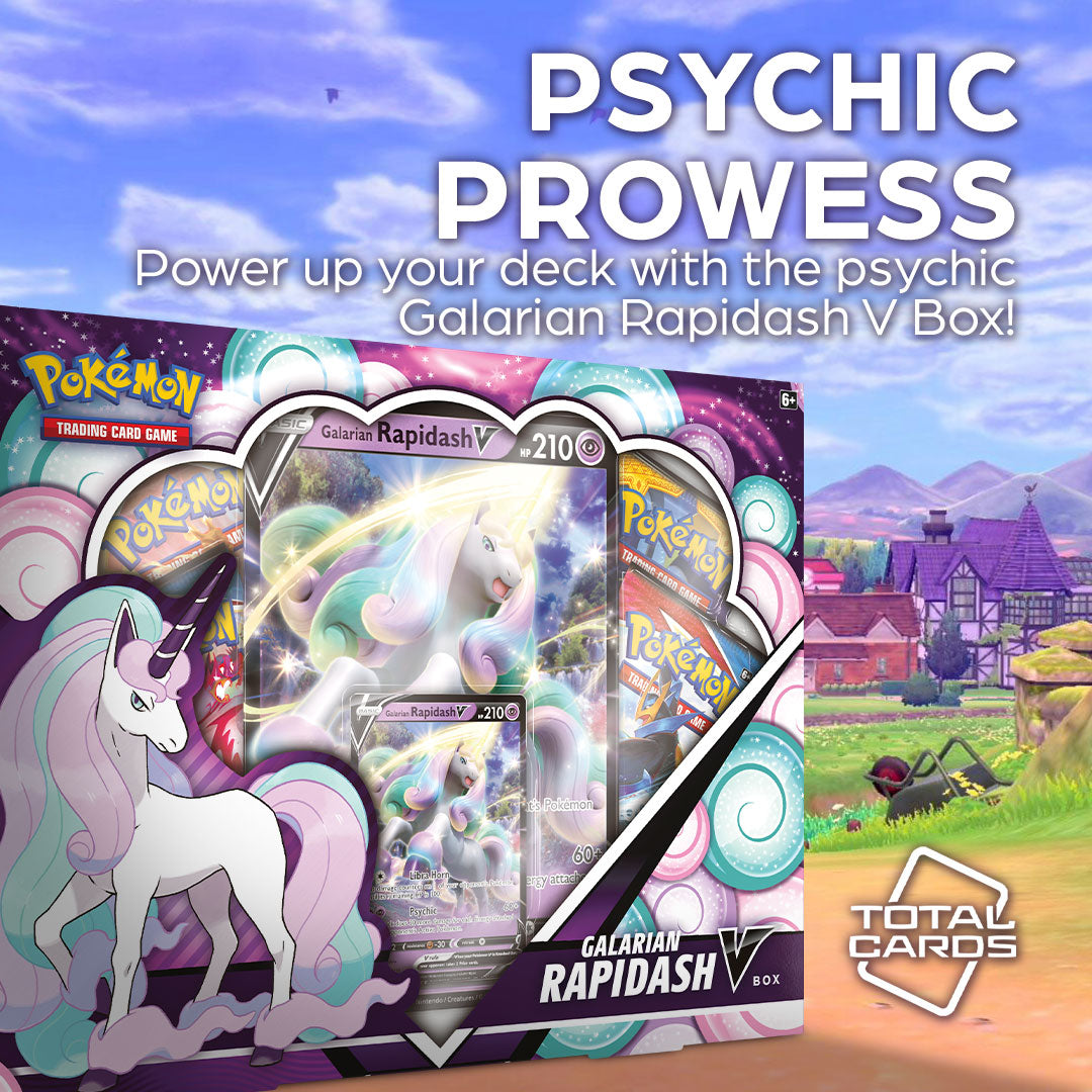 Galarian Rapidash V showcases epic power with this V Box! Galarian Rapidash V showcases epic power with this V Box!