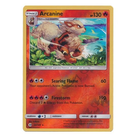 Pokemon - Sun & Moon - Base Set - (Reverse Holo) - Arcanine - 22/149