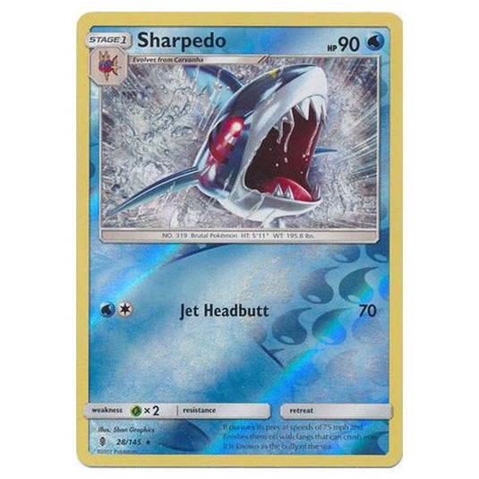 Pokemon - Sun & Moon - Guardians Rising - (Reverse Holo) - Sharpedo - 28/145