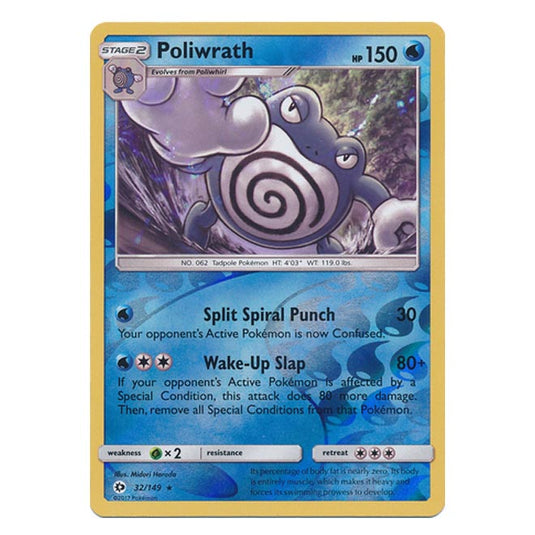 Pokemon - Sun & Moon - Base Set - (Reverse Holo) - Poliwrath - 32/149
