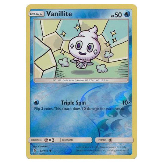 Pokemon - Sun & Moon - Guardians Rising - (Reverse Holo) - Vanillite - 33/145
