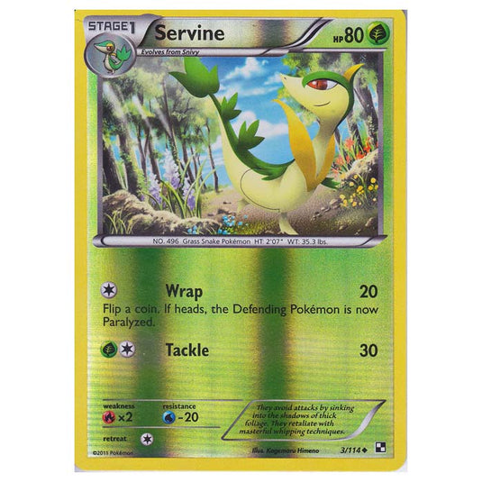 Pokemon - Black & White - (Reverse Holo) Servine 3/114