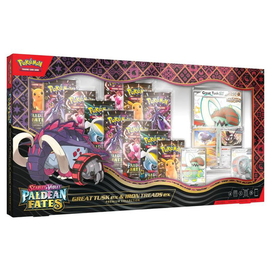 Pokemon – Scarlet & Violet - Paldean Fates - Great Tusk ex & Iron Treads ex Premium Collection