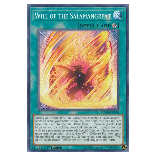 Yu-Gi-Oh! - 2019 Gold Sarcophagus Tin Mega Pack - Will of the Salamangreat (Common) MP19-EN196