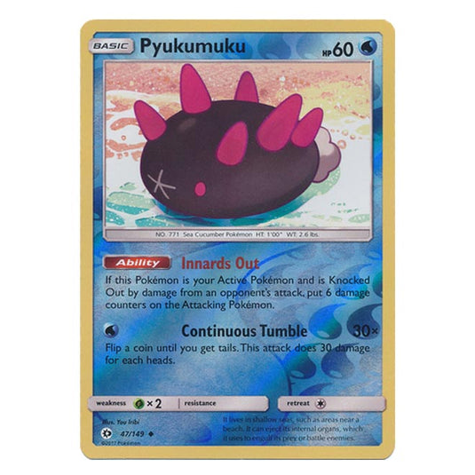 Pokemon - Sun & Moon - Base Set - (Reverse Holo) - Pyukumuku - 47/149