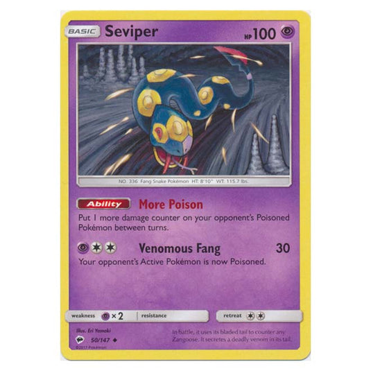 Pokemon - Sun & Moon - Burning Shadows - Seviper - 50/147