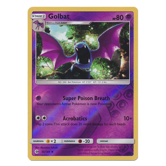 Pokemon - Sun & Moon - Base Set - (Reverse Holo) - Golbat - 55/149