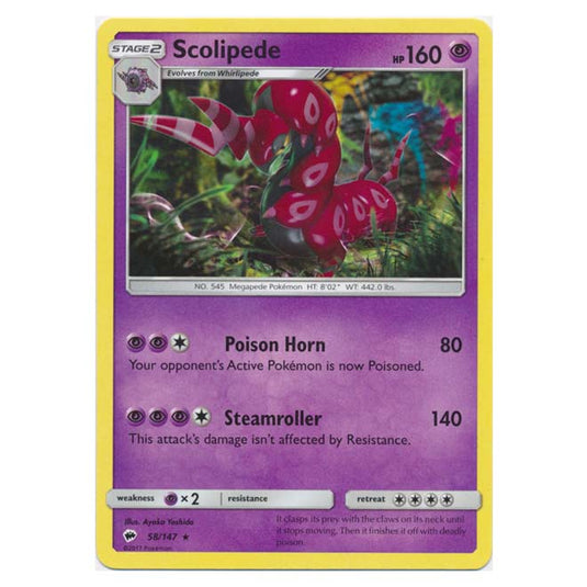 Pokemon - Sun & Moon - Burning Shadows - Scolipede - 58/147