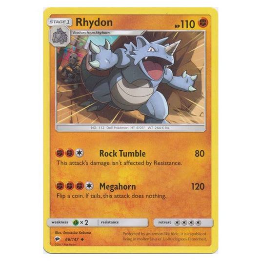 Pokemon - Sun & Moon - Burning Shadows - Rhydon - 66/147
