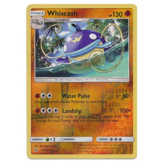 Pokemon - Sun & Moon - Guardians Rising - (Reverse Holo) - Whiscash - 71/145