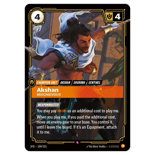 Riftbound: League of Legends TCG - Spiritforged - Akshan - Mischievous - 109/221