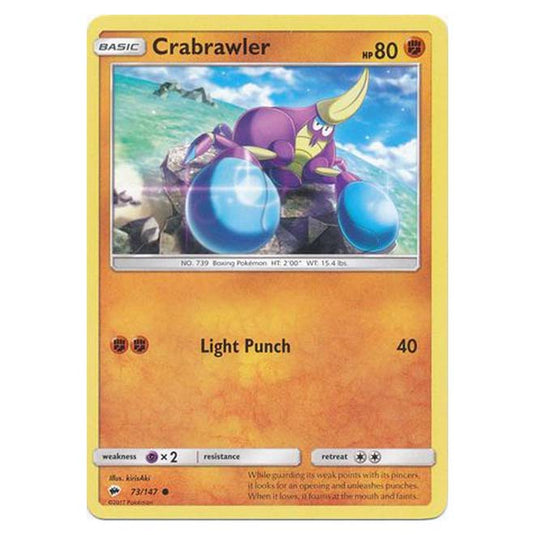 Pokemon - Sun & Moon - Burning Shadows - Crabrawler - 73/147