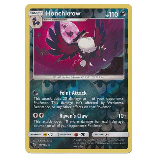 Pokemon - Sun & Moon - Guardians Rising - (Reverse Holo) - Honchkrow - 79/145