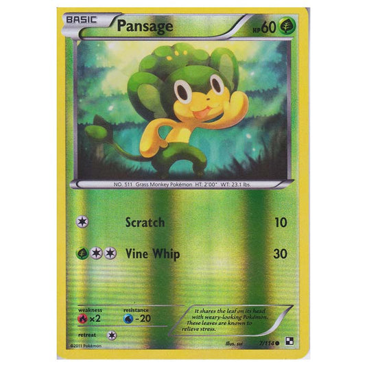 Pokemon - Black & White - (Reverse Holo) Pansage 7/114