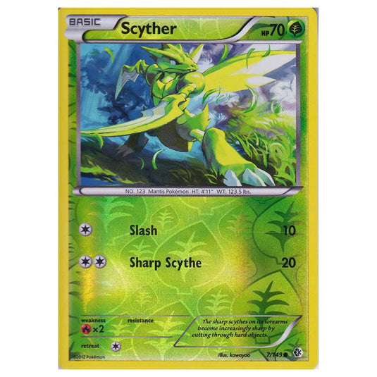 Pokemon - Black & White - Boundaries Crossed (Reverse Holo) - Scyther 7/149