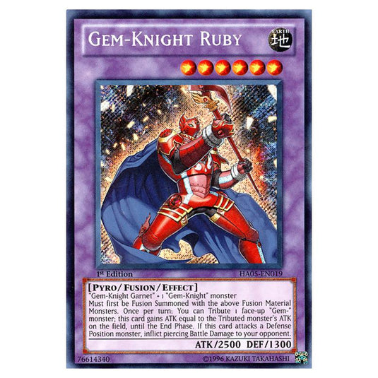 Yu-Gi-Oh! - Hidden Arsenal 5 - Steelswarm Invasion - Gem-Knight Ruby (Secret Rare) HA05-EN019