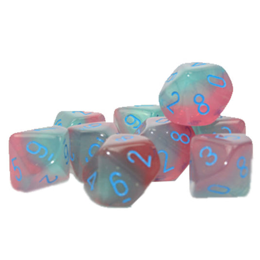 Chessex - Gemini - Green-Pink/blue - Luminary Set of 10 d10s
