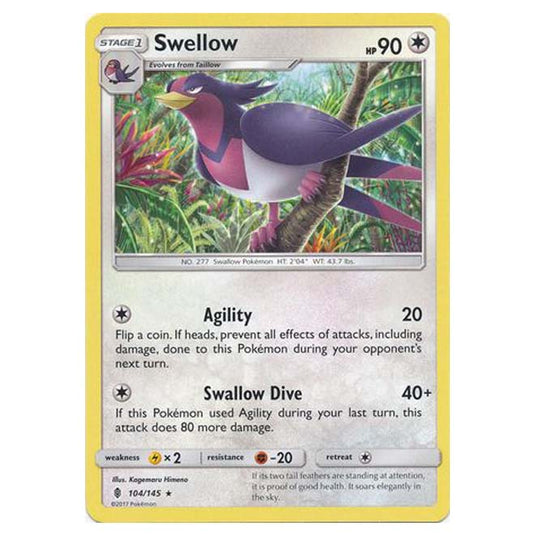 Pokemon - Sun & Moon - Guardians Rising - Swellow - 104/145