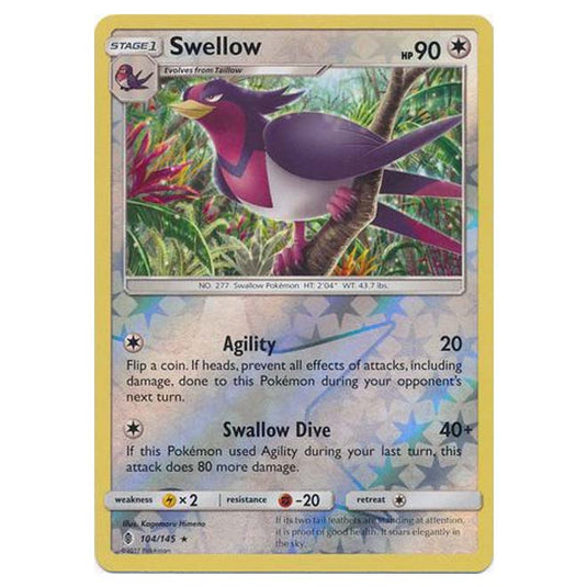 Pokemon - Sun & Moon - Guardians Rising - (Reverse Holo) - Swellow - 104/145