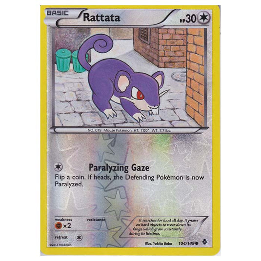 Pokemon - Black & White - Boundaries Crossed (Reverse Holo) - Rattata 104/149
