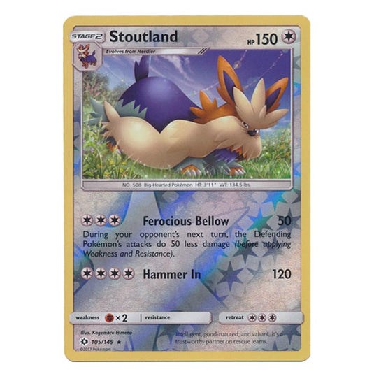Pokemon - Sun & Moon - Base Set - (Reverse Holo) - Stoutland - 105/149