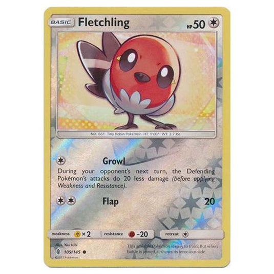 Pokemon - Sun & Moon - Guardians Rising - (Reverse Holo) - Fletchling - 109/145