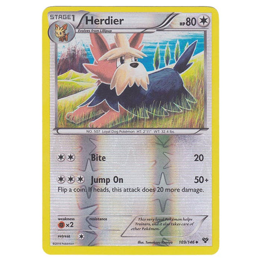 Pokemon - XY Base Set - (Reverse Holo) Herdier - 109/146