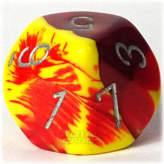Chessex - Gemini 16mm D10 - Red-Yellow w/Silver