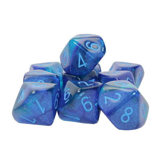Chessex - Gemini - Blue/light Blue - Luminary Set of 10 d10s