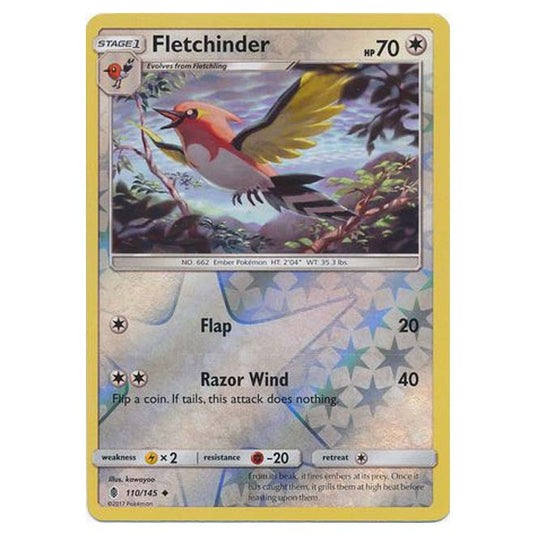 Pokemon - Sun & Moon - Guardians Rising - (Reverse Holo) - Fletchinder - 110/145