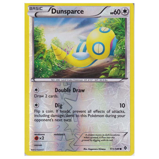 Pokemon - Black & White - Boundaries Crossed (Reverse Holo) - Dunsparce 111/149