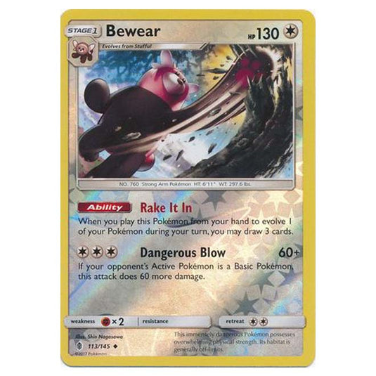 Pokemon - Sun & Moon - Guardians Rising - (Reverse Holo) - Bewear - 113/145