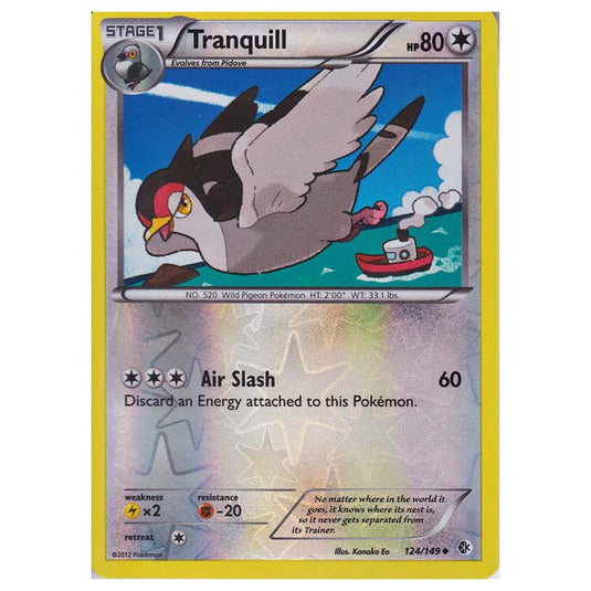 Pokemon - Black & White - Boundaries Crossed (Reverse Holo) - Tranquill 124/149