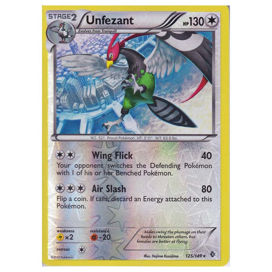 Pokemon - Black & White - Boundaries Crossed (Reverse Holo) - Unfezant 125/149