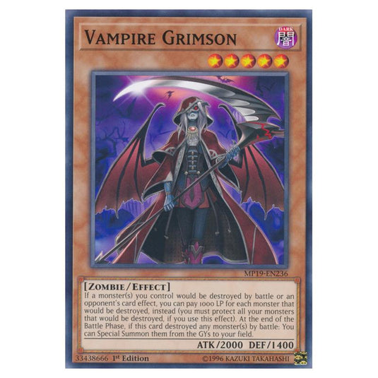 Yu-Gi-Oh! - 2019 Gold Sarcophagus Tin Mega Pack - Vampire Grimson (Common) MP19-EN236