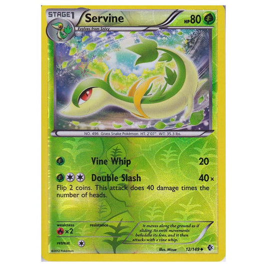 Pokemon - Black & White - Boundaries Crossed (Reverse Holo) - Servine 12/149