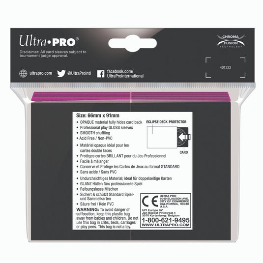 Ultra Pro - Standard Sleeves - Gloss Eclipse - Hot Pink (100 Sleeves)