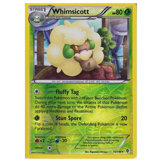 Pokemon - Black & White - Boundaries Crossed (Reverse Holo) - Whimsicott 15/149