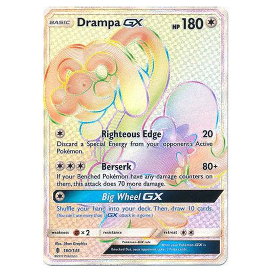 Pokemon - Sun & Moon - Guardians Rising - Drampa-GX (Hyper Rare) - 160/145