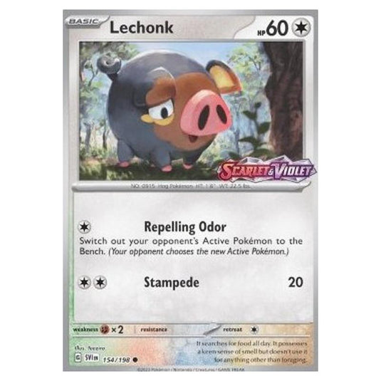 Pokemon - Scarlet & Violet - Base Set - Lechonk - 154/198 - (Reverse Holo) (Stamped)