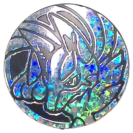 Pokemon - Mega Evolution - Mega Lucario Jumbo Coin - Silver Rainbow Sparkle Holo