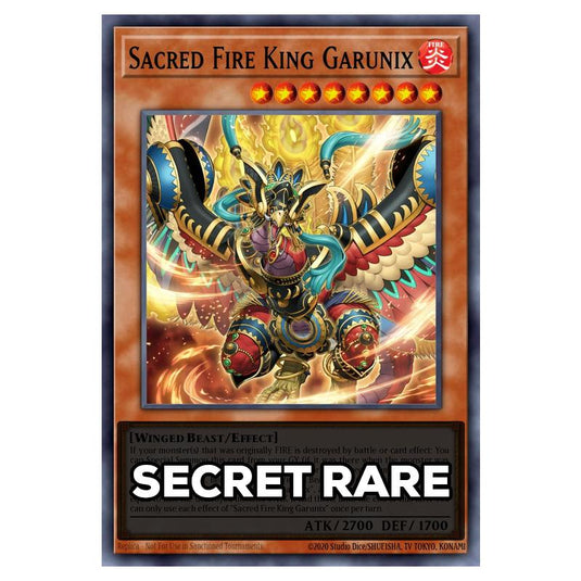 Sacred Fire King Garunix RA05-EN031 card from the Yu-Gi-Oh! set Rarity Collection 5