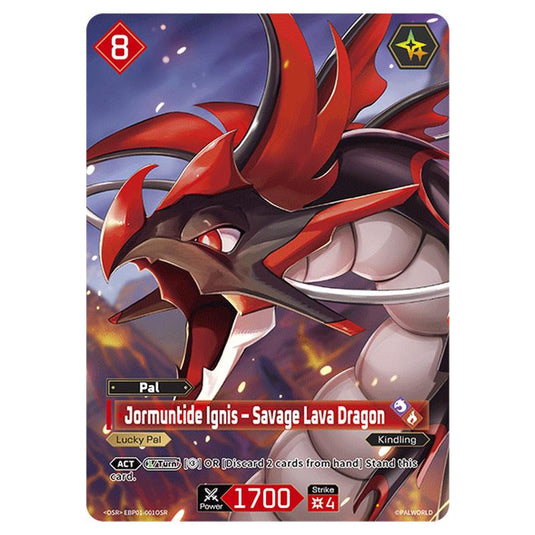 Jormuntide Ignis – Savage Lava Dragon card from the Palworld set Dawn of Palpagos