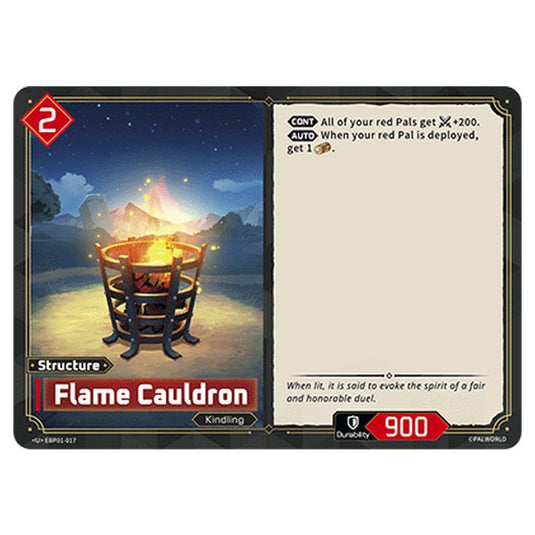 Flame Cauldron card from the Palworld set Dawn of Palpagos