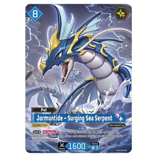 Jormuntide – Surging Sea Serpent card from the Palworld set Dawn of Palpagos