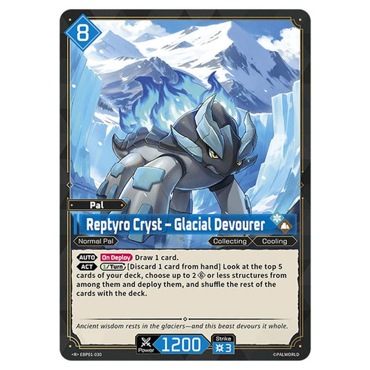 Reptyro Cryst – Glacial Devourer card from the Palworld set Dawn of Palpagos