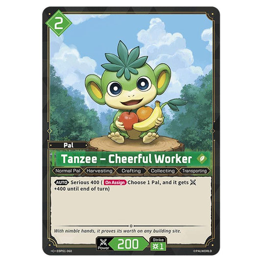Tanzee – Cheerful Worker card from the Palworld set Dawn of Palpagos