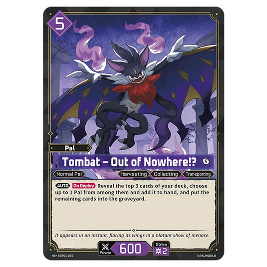 Tombat – Out of Nowhere!? card from the Palworld set Dawn of Palpagos