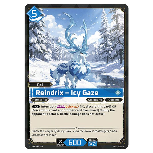 Reindrix – Icy Gaze card from the Palworld set Dawn of Palpagos