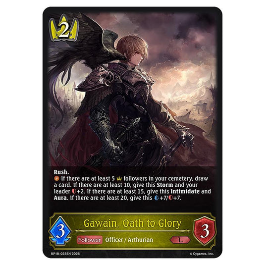 Gawain, Oath to Glory BP18-023EN card from the Shadowverse: Evolve set Neometropolis